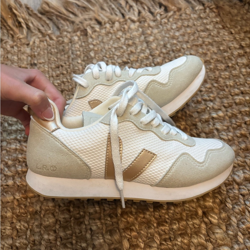 Veja Cream and Gold Veja Women's Sneakers